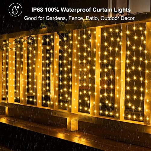 ZAIYW 20Ftx3Ft Curtain Lights Outdoor LED Fence Lights with Remote Timer - Image 3