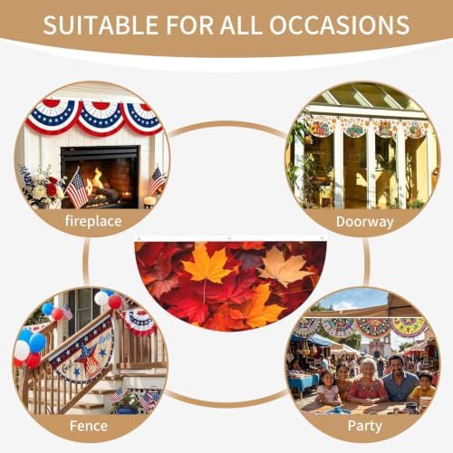 Autumn Leaves Fall Semicircular Hanging Decorative Bunting Flag 2pcs - Image 7