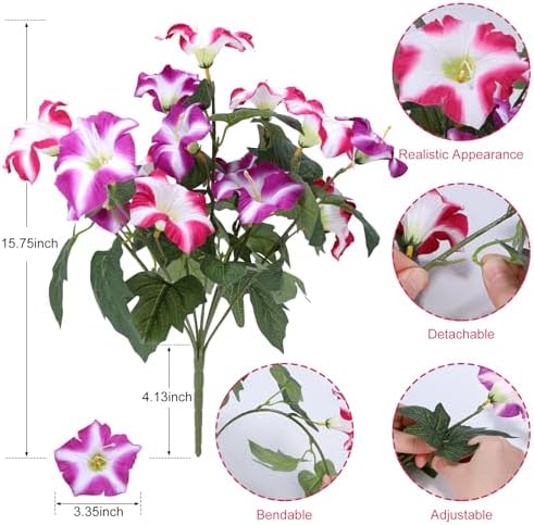 Artificial Petunias Flowers, 8 Bundles UV Resistant Faux Plants Outdoor - Image 3