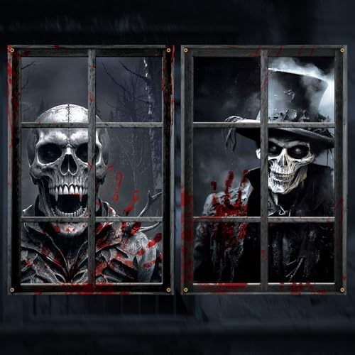 Halloween Decorations 2-Pack Blood Skeletons Window Decor, 32 x 47 Inch by LIMUIKA