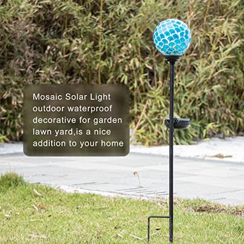 VCUTEKA Decorative Solar Garden Lights, 3.5" Mosaic Globe Outdoor Stake - Image 4