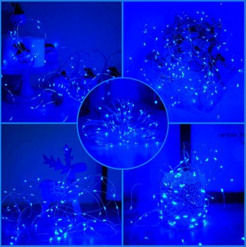 Solar Fairy Christmas String Lights, Blue 100Led Outdoor Waterproof - Image 6