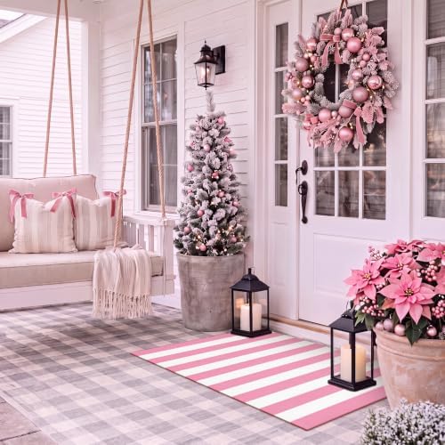 Duraaamo Christmas Pink Striped Rug 2.3' x 3.6' for Candyland Outdoor Decor - Image 5