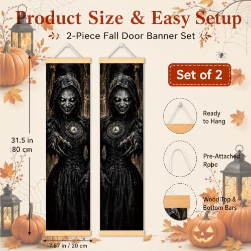 Horror Reaper Halloween Door Banner Set of 2, Haunted Porch Decor for Home - Image 2
