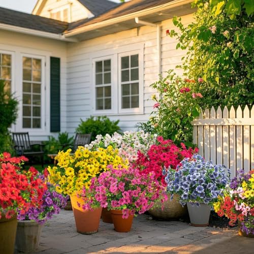 Grunyia Artificial Fake Flowers for Outdoor Spring Decoration, 16 Bundles Faux Silk Colorful Daisy UV Resistant Realistic for Outside Porch Patio Home Yard Garden Planters Pots Window Box (Purple) - Image 7