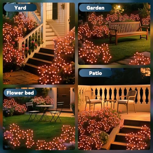 Solar Garden Lights 2 Pack Waterproof Swaying Starburst Lights Orange - Image 6