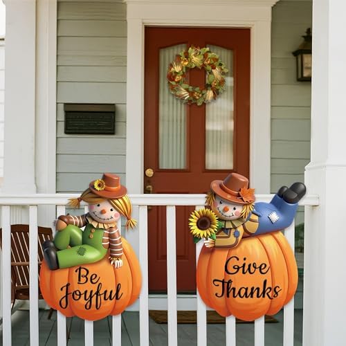 Fall Outdoor Decorations, Thanksgiving Scarecrow Yard Signs with Stakes - Image 6