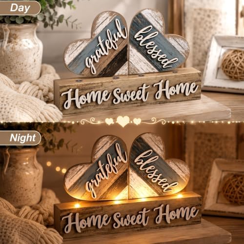 Lighted Farmhouse Table Decoration Home Sweet Home Decor Blessed Table Sign - Image 2