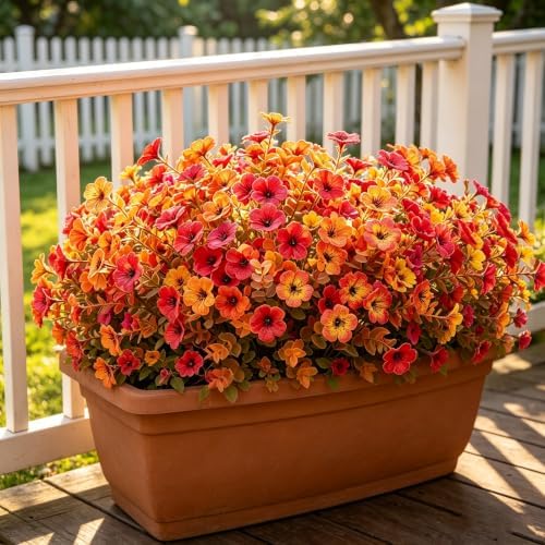 12 Bundles Artificial Fall Flowers Outdoor UV Resistant Autumn Decor by MYUPDALIN