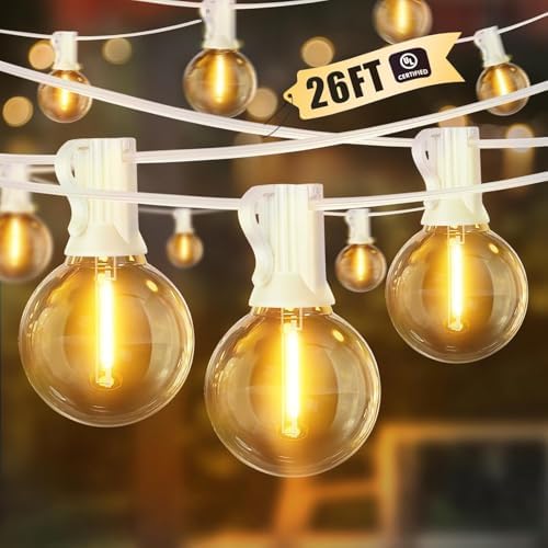 LAMPHOME 26FT LED Outdoor String Lights, 2 Pack12+1 Shatterproof G40 Edison Bulbs, Connectable & Weatherproof Commercial Grade Patio Lights, Warm White Backyard Decorative Lighting by ULL