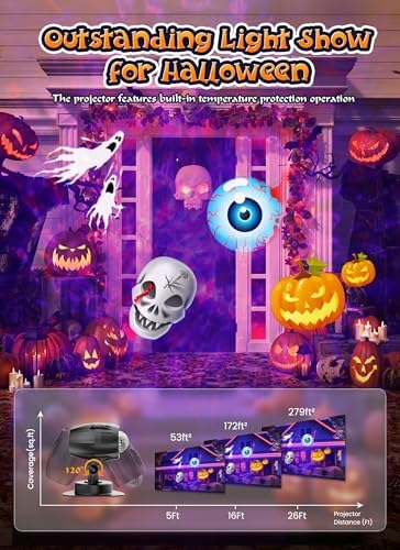 3 in 1 Halloween Christmas Projector Lights Outdoor 21 HD Effects (3D Ocean Wave + Patterns+Red Green) Waterproof with Timer Halloween Landscape Lights for Indoor Holiday - Image 5