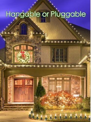 SUNSGNE Christmas Pathway Lights Outdoor - 38FT Vintage Christmas Lights with 25 C9 Clear Bulbs and 25 Plastic Stakes for Walkway, Sidewalk, Lawn, Path, Garden Decor - Image 5