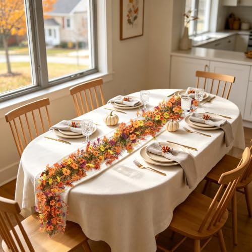 Ammyoo Fall Artificial Flowers Garland Fake Mums Vine for Home Decoration - Image 3