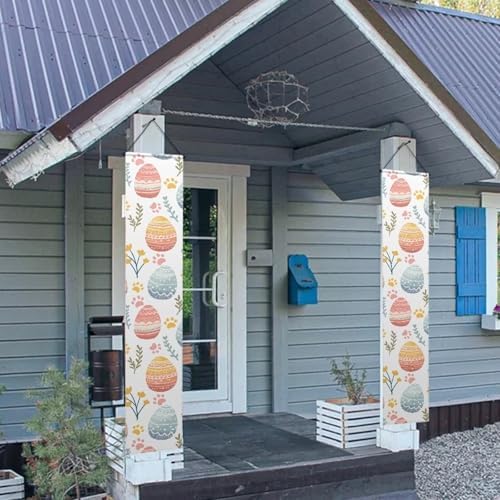 Eggs Leaves Porch Sign Hanging Easter Outdoor Welcome Signs for Porch Decorations Door Banners for Front Door 2 Packs Outdoor Decor Banner Flag for Porch Home Yard Garden Party Decor - Image 3