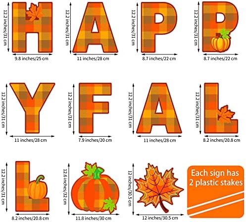 Elcoho 11 Pieces Thanksgiving Yard Signs with Stakes Happy Fall Pumpkin Maple Leaf Lawn Sign Autumn Harvest Lawn Decor for Fall Thanksgiving Home Patio Outdoor Walkway Party Supplies - Image 2