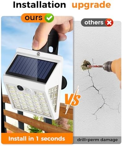 Clip On Solar Lights Outdoor,Motion Sensor Outdoor Lights, 72LEDs 600LM Clip on Solar Fence Lights Outdoor Waterproof LED,Solar Lights for Wall Fence,Deck, Gutter,Camping(4, White) - Image 3