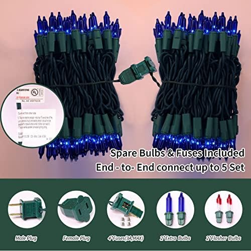 LAMPHOME Blue Christmas Lights,100Lights 19.6ft UL Certified Mini Bulb String Lights, Hanukkah Traditional Light for Outdoor Christmas Tree Garden Holiday Party Patio Wedding Garland Decor - Image 2