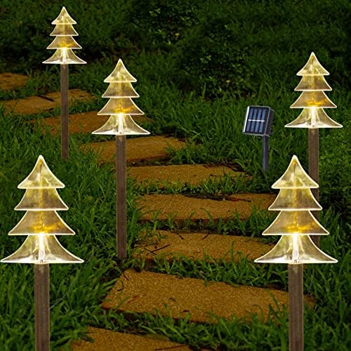BRIGHTDECK Solar Christmas Tree Pathway Lights Outdoor Decorations, 5 Pack - Image 6
