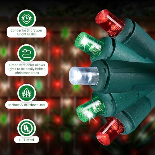 Christmas Light Net – 150 LED Red, Green & Cool-White Mesh Lights - 4 ft x 6 ft – Outdoor/Indoor – Net Lights for Bushes, Hedges or Trees - Image 5