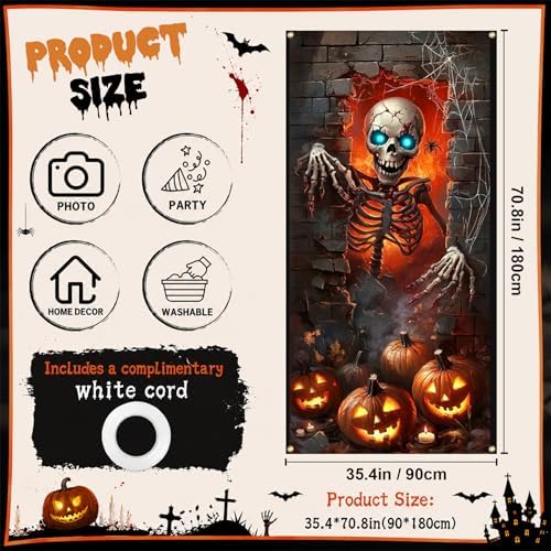 35.4" x 70.8" Halloween Door Cover, Haunted House Front Door Decor - Image 2