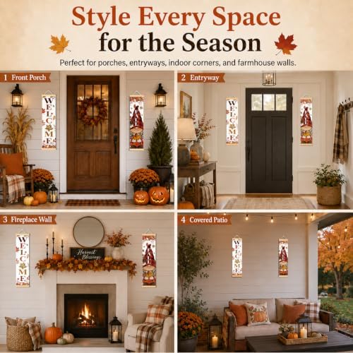 Welcome Fall Door Banner Set of 2, Gnome Leaf Porch Decor for Home - Image 4