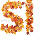 2Pack 11.8FT Yellow Maple Leaf Garland for Thanksgiving Wedding Fireplace by Helimoto