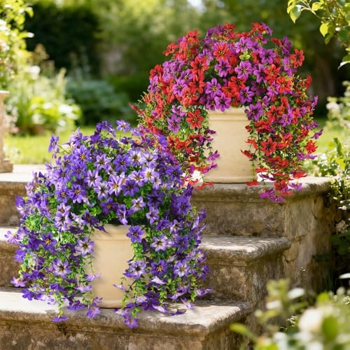 Artificial Flowers for Outdoor Faux Hanging Plants Spring Outside Decor - Image 5