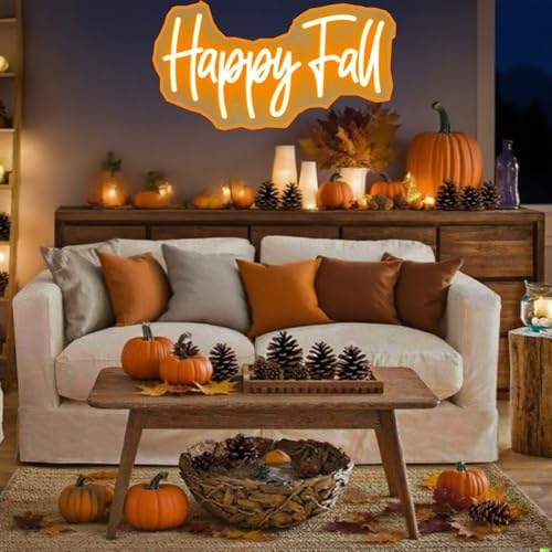 Happy Fall Neon Sign Neon Sign for Fall Decor, 1Pc Hanging Chain,16x8In - Image 3