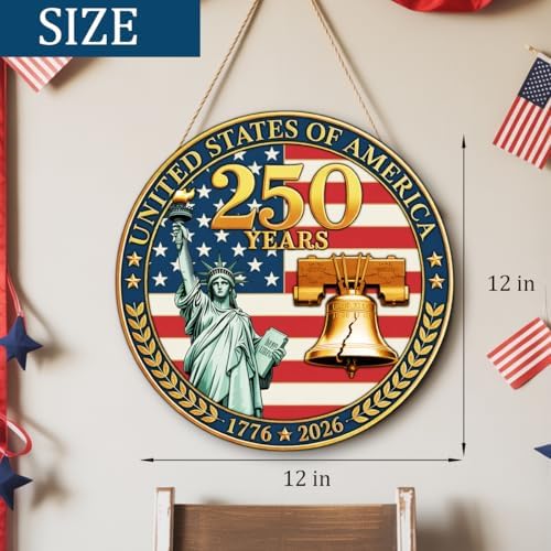 250th Anniversary Patriotic Wooden Door Sign, 4th of July Door Decoration Sign - Image 3