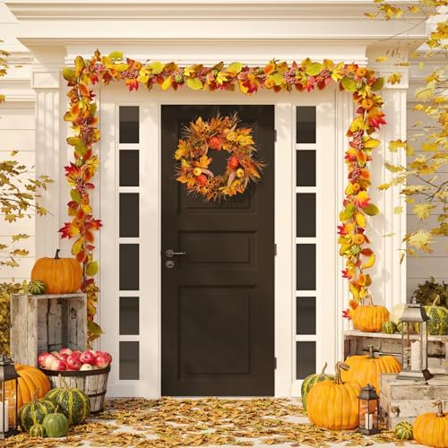 19In Fall Wreaths Front Door Decor for Home Autumn Thanksgiving - Image 5