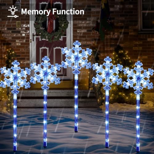 BRIGHTDECK Solar Christmas Snowflake Pathway Lights Outdoor Decor, 20 Pack - Image 6
