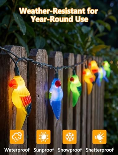 10 LED Tropical Beach Parrot Lights, 8.5Ft Camping String Lights Outdoor - Image 3