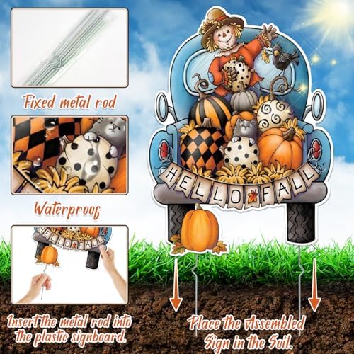 Fall Yard Signs Happy Fall Pumpkin Yard Signs with Stake for Thanksgiving - Image 4