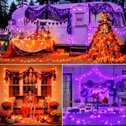JMEXSUSS 250 LED 91.5ft Halloween String Lights, Orange to Purple, Plug in - Image 5