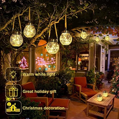 ROSHWEY Solar Lantern Gifts for Women, 4 Pack Hanging Garden Decor Lights Outdoor Waterproof with 30 LED for Halloween Christmas Easter Gift - Image 3
