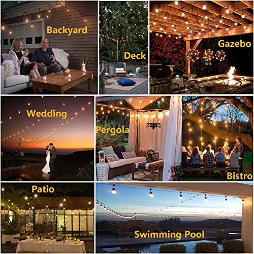 Outdoor String Lights LED 150FT Waterproof Heavy-Duty Patio Lights String with 50 Dimmable Shatterproof Plastic Edison Bulbs(4 Extra) for Gazebo Pergola Bistro Lights Connectable - Image 3