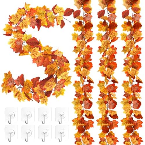 4Pcs 23.6FT Maple Leaf Autumn Garland for Thanksgiving Halloween Fall Decor by Helimoto