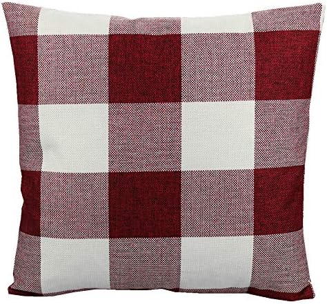 VAKADO Buffalo Plaid Throw Pillow Covers 26x26 Set of 2, Red & White - Image 2