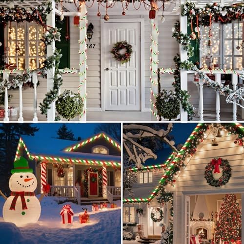 Toodour Christmas Candy Cane Lights, 50ft 360 LED Candy Cane Rope Lights Outdoor with 8 Modes, Connectable, Timer, Waterproof Red White Green Christmas Light for Garden Patio Bedroom Party Xmas Decor - Image 6