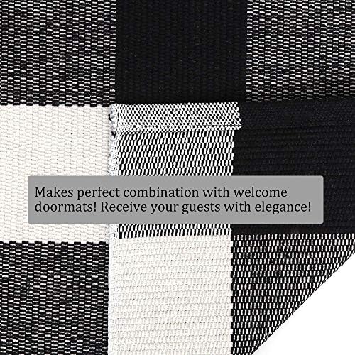 Buffalo Plaid Outdoor Rug, 3'x5' Black and White Check Indoor/Outdoor Area Rugs, Layering Rug for Hello/Welcome Door Mat, Washable Cotton Woven Farmhouse Mat for ​Christmas Front Porch Décor - Image 6