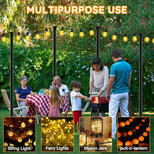 AHRLHR 2 Pack String Light Poles,Poles for Outdoor String lights10 Ft Metal Poles with Fork for Outdoor String Lights,Outdoor Light Poles with Fork,Patio,Deck,Backyard - Image 3