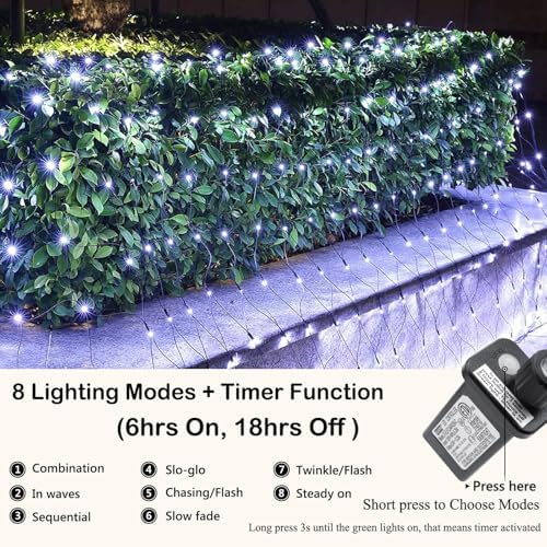 iBaycon 2 Pack 4FT x 6FT Christmas Net Lights Outdoor Mesh Light, White - Image 2