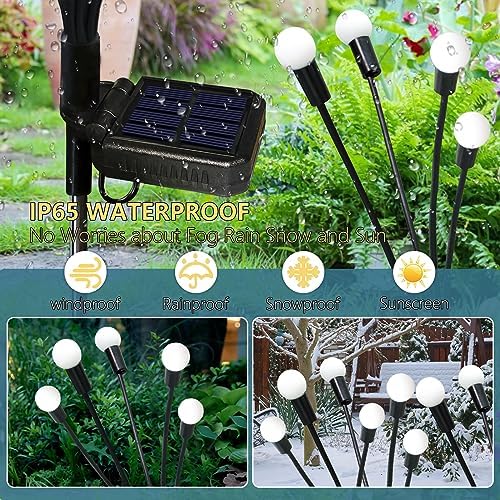 Solar Garden Lights Outdoor, 4 Pack 40 LED Solar Firefly Lights Waterproof, Sway by Wind, Swaying Light for Yard Patio Backyard Garden Planter Flower Bed Pathway Outdoor Decoration (Warm White) - Image 4