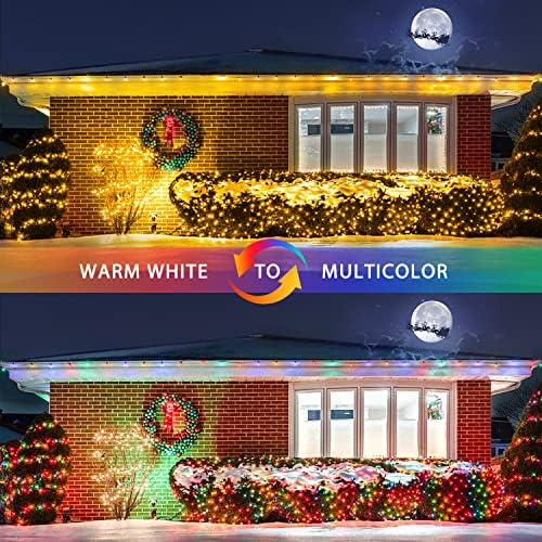 JMEXSUSS 200 LED Christmas Net Lights, 9.8ft x 6.6ft Connectable Outdoor Mesh, Plug-in Bush Lights (Warm White & Multicolor) (Pack of 6) - Image 6