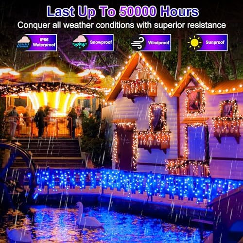 670 LED Christmas Lights, 66FT Icicle Lights,148 Drops, 12 Modes, Blue - Image 4