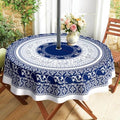 Outdoor Tablecloth with Umbrella Hole and Zipper, Round Patio Table Covers for Spring/Summer, Machine Washable Outdoor Picnic Table Cloth (Boho, 60" Round) by Virtumob