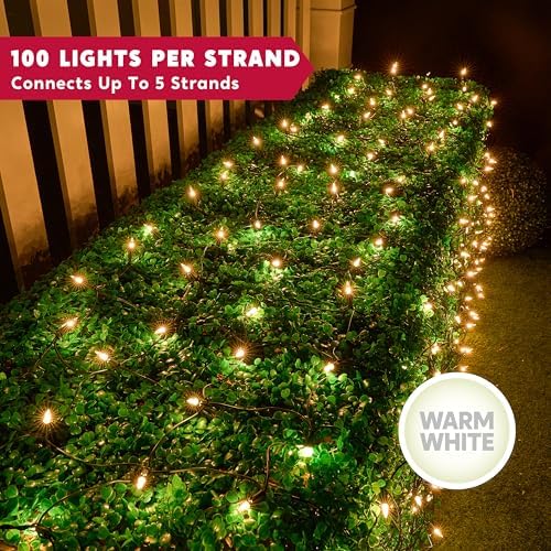 Joiedomi 2-Pack Christmas Net Lights,100 Warm White Net Lights for Indoor & Outdoor Christmas Decorations, Events, Eve Night Decor, Tree, Bushes - Image 3