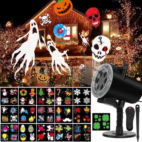 Halloween Outdoor Projector Lights,Syslux Christmas Projector Lights,16 HD Slides LED Waterproof Light Indoor Lights with Remote Control for Party Garden Halloween Xmas Landscape Decor by GalaxyProjectorforBedroom