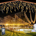 132ft Icicle Lights for Outside - 1280 LED Christmas Lights Warm White by Nielfoi