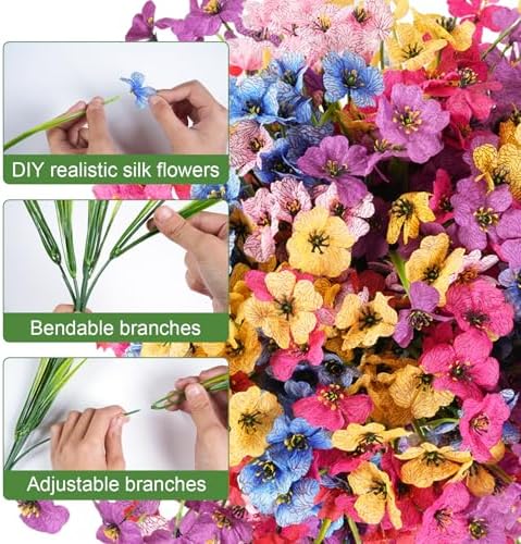 24 Bundles Artificial Flowers for Outdoor Faux Plants for Spring Summer Decoration, UV Resistant Realistic Silk Plastic Fake Flowers Garden Porch Patio Balcony Yard Front Home Decor - Image 3